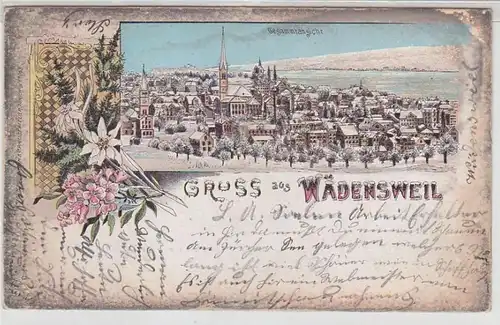 25007 Winter Ak Lithographie Gruß aus Wädensweil Wädenswil in der Schweiz 1900