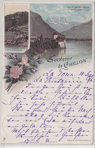 49688 Ak Lithographie Souvenir de Chillon 1896