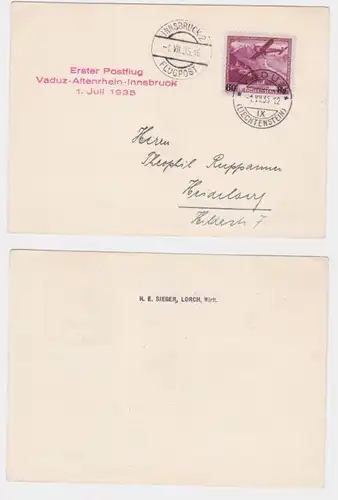 94342 Aéroport POST I. Vol postal Vaduz-Altenrhein-Innsbruck 1er juillet 1935 à partir de Lorch