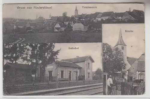 28298 Mehrbild Ak Gruß aus Niederstinzel in Lothringen Bahnhof usw. um 1920