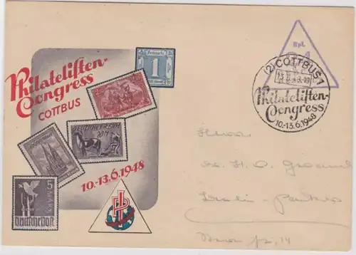 64301 R-Lettre philatélistes rare Congrès Cottbus 13.6.1948