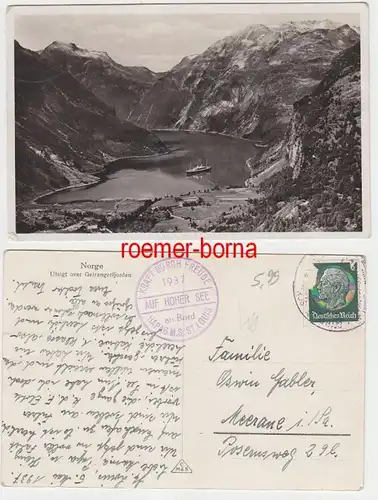 68451 Ak Norwegen an Borde HAPAG M.S. 'St.Louis' 1937