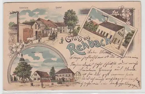70008 Ak Lithographie Gruss de Rehbach près de Leipzig 1903
