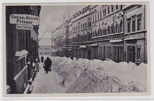 87521 Winter Ak Zwönitz im Erzgebirge Damen & Herren Friseur um 1942