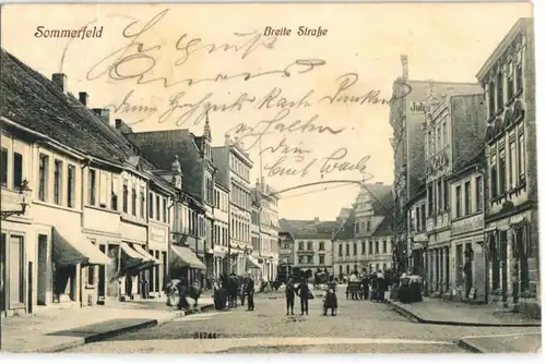92249 Ak Sommerfeld Lubsko Breite Strasse mit Geschäften 1910