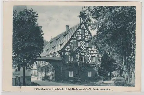 41478 Ak Pirkenhammer Karlsbad Hotel Restaurant Café 'Schützenmühle' 1938