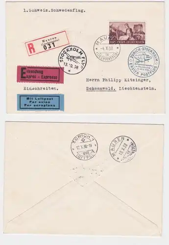 94775 Aéroports POST I. Vol postal Zurich-Stockholm Suisse-Suède Mauren 1938
