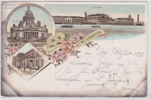 65770 Ak Souvenir de Sankt Peterburg Kathedrale St. Isaac, Börse usw. 1899