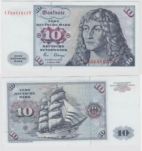 T146516 Banknote 10 DM Deutsche Mark Ro. 286a Schein 2.Jan. 1980 KN CJ 3451617 V