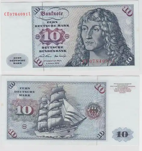 T146419 Banknote 10 DM Deutsche Mark Ro. 270b Schein 2.Jan. 1970 KN CE 0784091 L