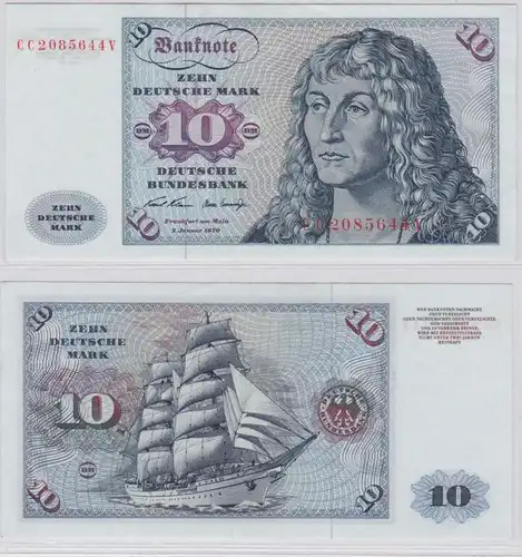 T145565 Banknote 10 DM Deutsche Mark Ro. 270a Schein 2.Jan. 1970 KN CC 2085644 V