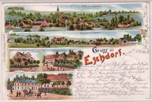 67568 Ak Lithographie Gruss aus Eschdorf bei Dresden 1901