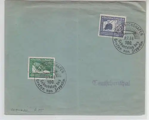 63280 Lettre Friedrichshafen 100e anniversaire du comte de Zeppelin 1938