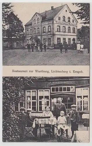 63088 Multi-image Ak Lichtenberg dans les montagnes Métallifères Restaurant zur Wartburg 1920