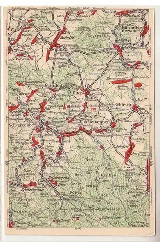 60275 WONA Landkarten Ak Zwönitz, Grünhain, Schwarzenberg usw. um 1930