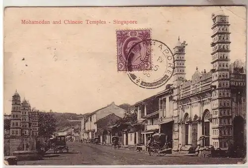 59197 Ak Singapore Mohamedan and Chinese Temples 1908