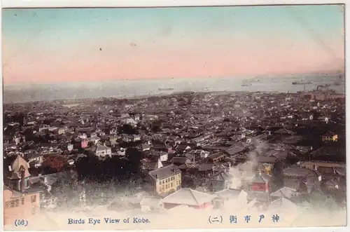 59050 Ak Birds Eye View of Kobe Japan um 1908