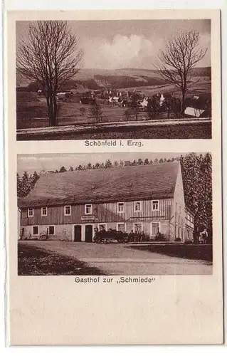 58909 Multi-image Ak Schönfeld dans le Mezzogiorno Gasthof zu "Schmiede" vers 1930