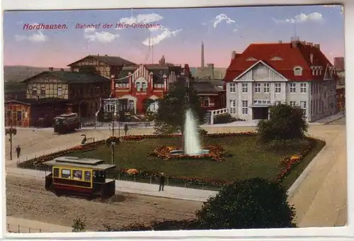 57409 Feldpost Ak Nordhausen Bahnhof der Harz Querbahn 1914