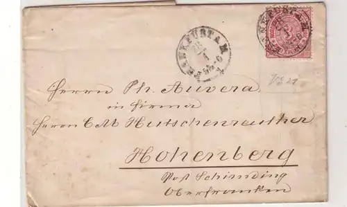 53140 Brief mit 3 Kreuzer Norddeutscher Postbezirk Frankfurt am Main 1868