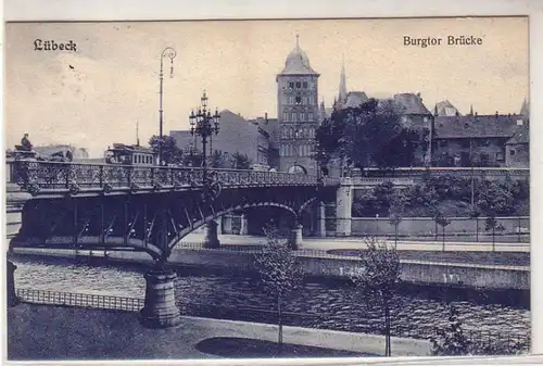 51357 Ak Lübeck Burgtor Brücke 1909