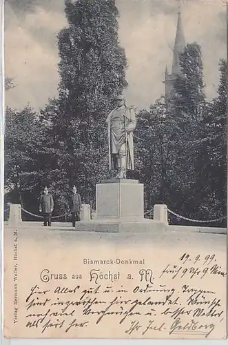 50651 Ak Gruß aus Höchst am Main Bismarck Denkmal 1899