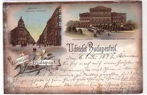 50519 Ak Lithographie Gruss aus Budapest 1897