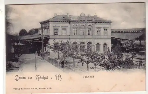 50515 Ak Gruß aus Höchst am Main Bahnhof um 1900