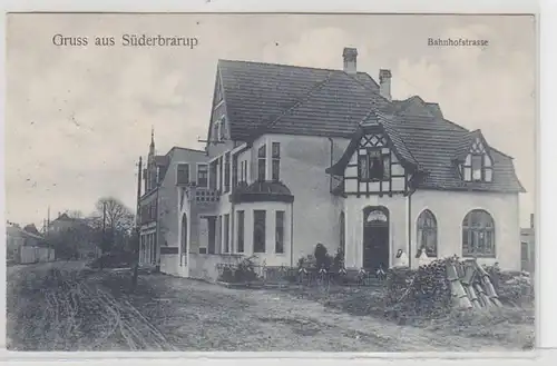 48424 Ak Gruß aus Süderbrarup Bahnhofstraße 1908