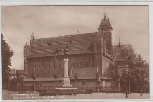 43400 Ak Marienburg Westpreußen Abstimmungsdenkmal 1928