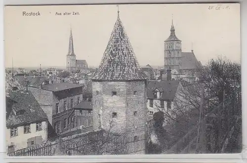 42550 Ak Rostock "Aus aller Zeit" Totalansicht um 1910