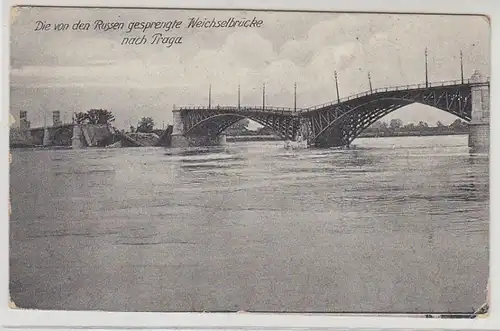 41159 Ak Praga Warschau gesprengte Weichselbrücke 1916