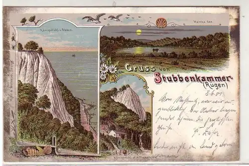 40858 Ak Lithographie Gruß von Stubbenkammer 1901