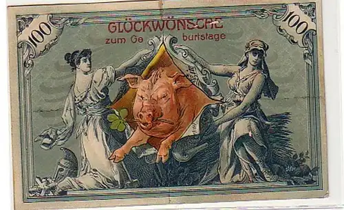 40135 Geldschein Ak Glückwunsch zum Geburtstag 1906