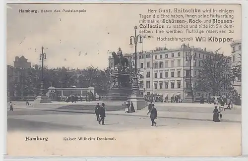 37988 Reklame Ak Hamburg Kaiser Wilhelm Denkmal 1906