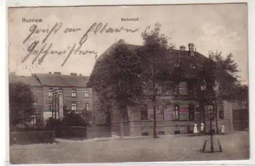 34097 Feldpost Ak Ruhnow Pommern Bahnhof 1915