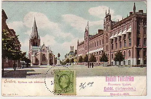 33501 Ak Örebro Kyrkan och Radhuset Schweden 1909