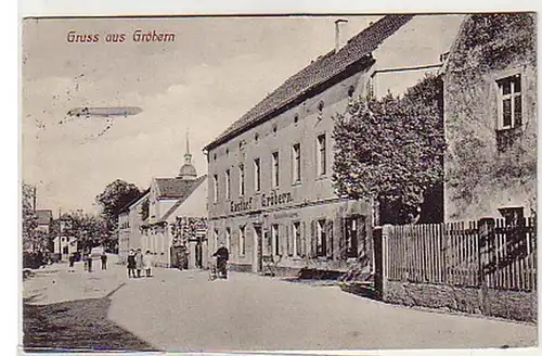 32754 Feldpost Ak Gruß aus Gröbern mit Zeppelin 1916