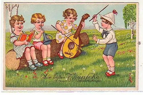 32401 Geburtstags Ak Kinder Musik Kapelle 1943