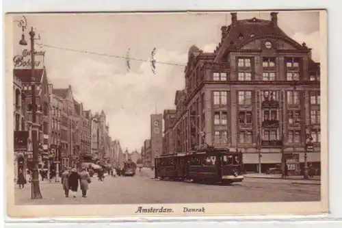 30998 Ak Amsterdam Damrak mit Straßenbahn 1935