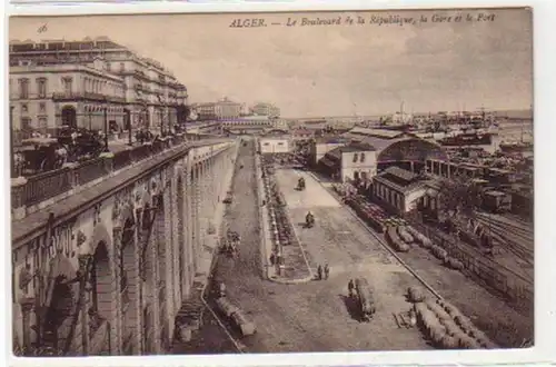 30575 Ak Alger Boulevard, Bahnhof und Hafen um 1920