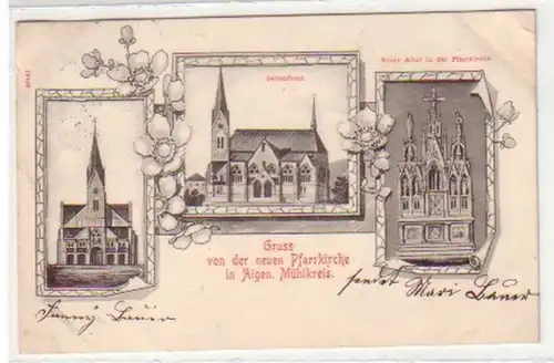 30486 Ak Gruß aus Aigen Mühlkreis Pfarrkirche 1902