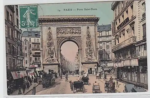 30309 Ak Paris Porte Saint Denis mit Verkehr 1908