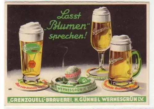 29873 Reklame Ak Grenzquell Brauerei Wernesgrün um 1940