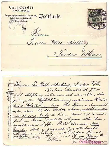 28356 Reklame Ak Magdeburg Firma Carl Cordes 1906