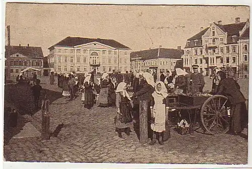 28016 Feldpost Ak Mitau Marktplatz mit Hotel 1917