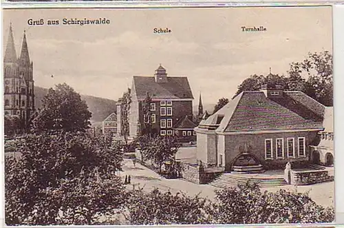 27054 Ak Gruß aus Schirgiswalde Schule usw. 1926