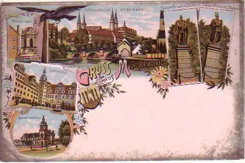 24531 Ak Lithografie Gruss aus Merseburg 1901