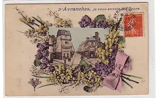 21341 Ak D'Avranches je vous enboie ces fleurs 1908