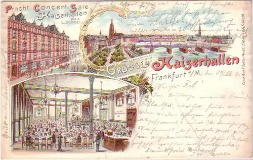 20904 Ak Litho Gruß aus Frankfurt a.M. Kaiserhallen1899